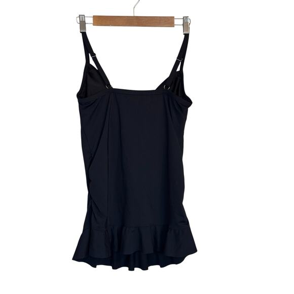 Lands End Tankini Women 8 Black Swimwear Summer Beach Vacation Adjustable Straps - Picture 4 of 5